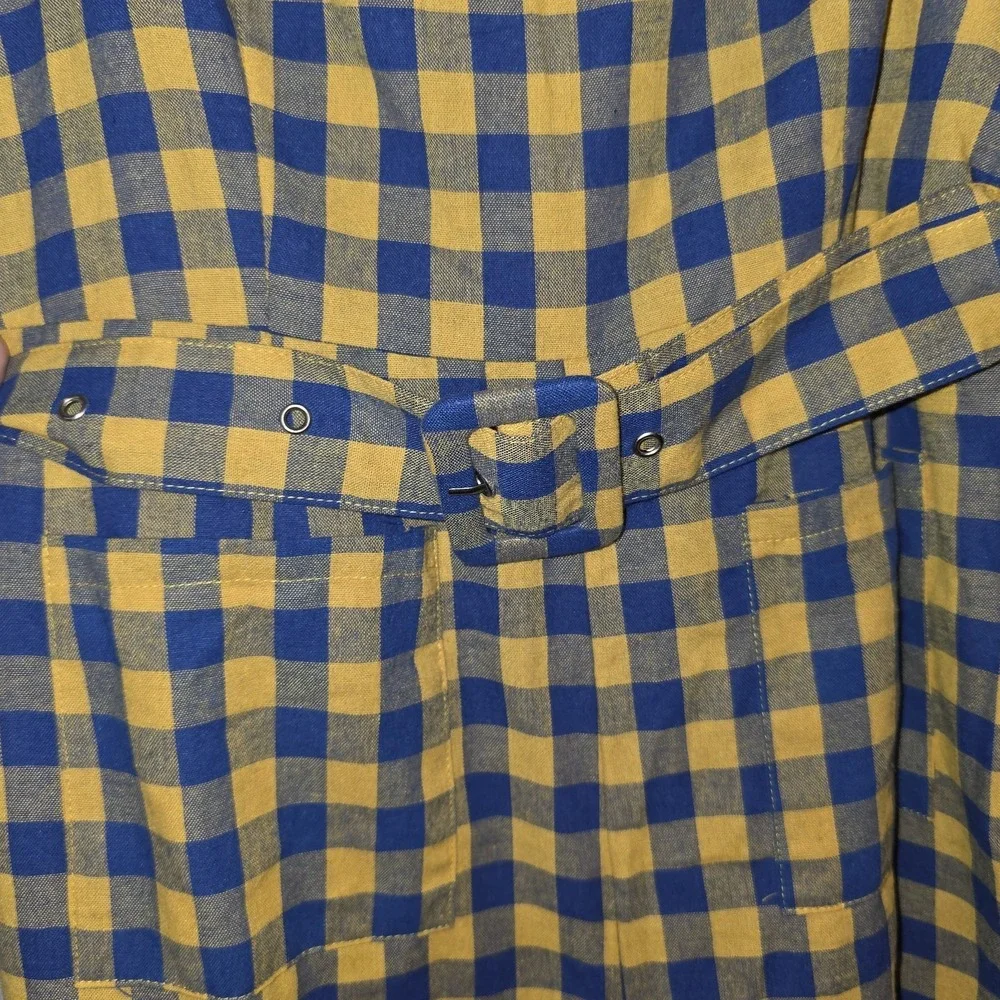 Nastygal ‎ Blue Yellow Checkered Jumpsuit Sleeveless Zipper Size 4 - Picture 5 of 13